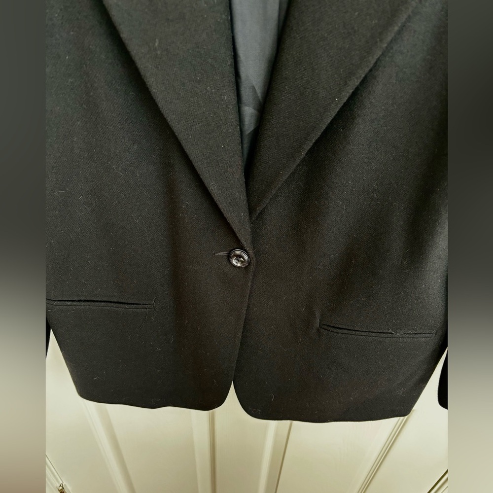 WOMENS SAG HARBOR NAVY BLUE WOOL LINED  ONE BUTTON BLAZER-TWO SLIT POCKETS SZ 18 - Picture 10 of 14